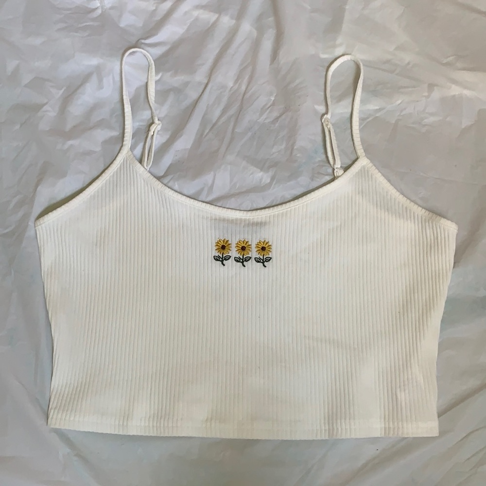 Shein ribbed sunflower tank top XL NWT